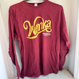Wonka Theatrical Release Long Sleeve Maroon T-Shirt (Size Large)